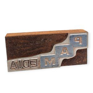 Vintage Letterpress Printing Wood Block: PAMedia logo